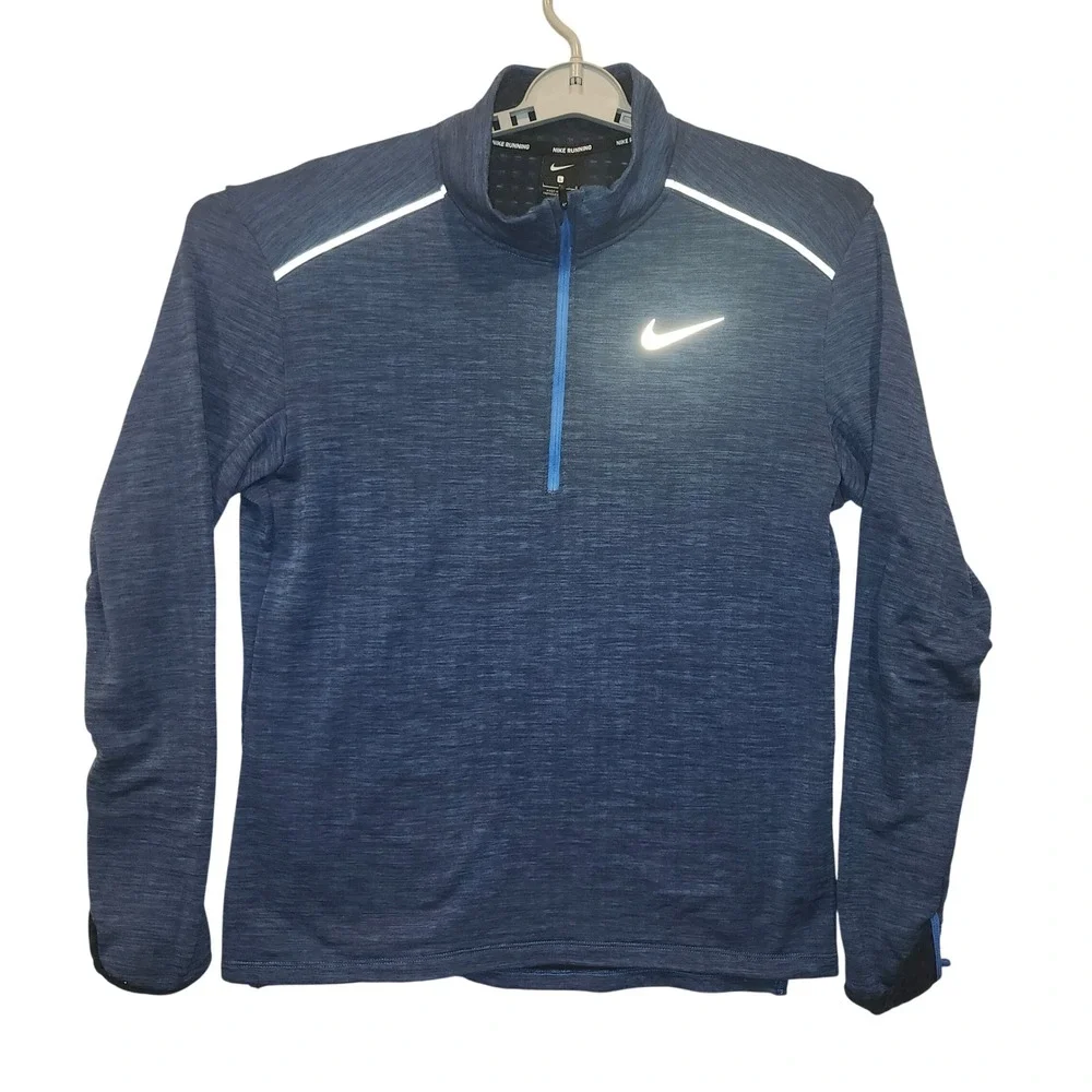 Nike Running Pacer Mens Large Blue Heather 1/4 Zip Pullover BV4713-452